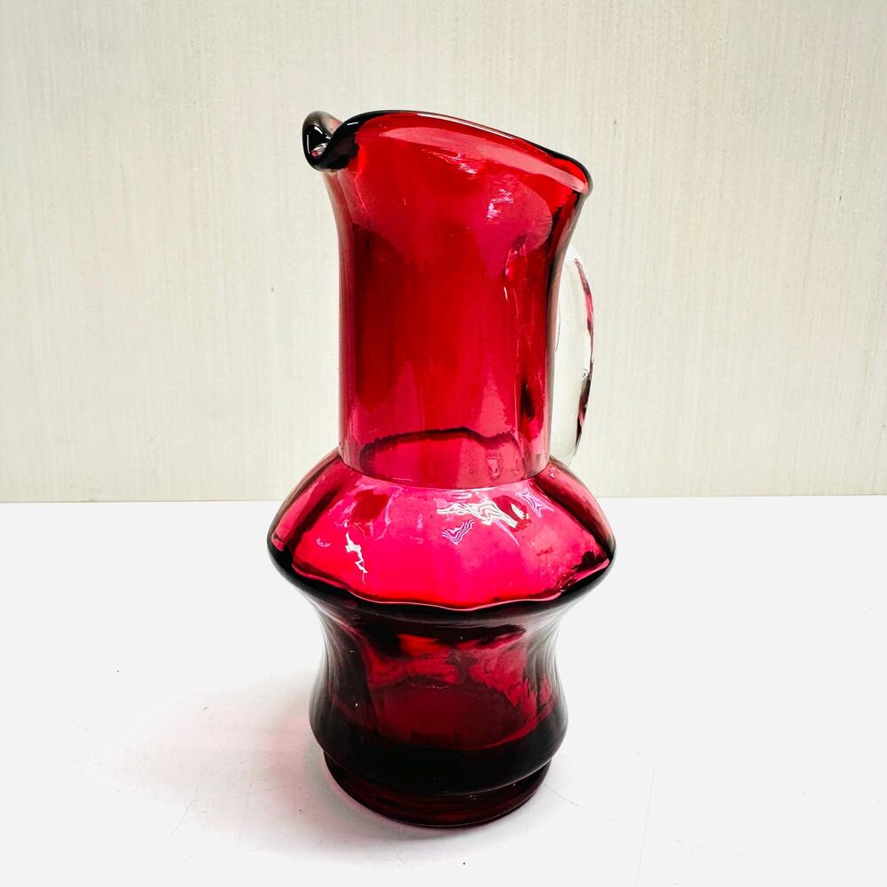 Vintage Cranberry Art Glass Small Pitcher Creamer